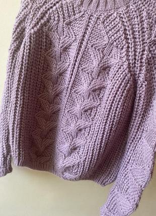 Вязанный свитер оверсайз реглан кофта светр крупная вязка вязанный свитер женский пудра пудровый розовый ковта пуловер джемпер3 фото