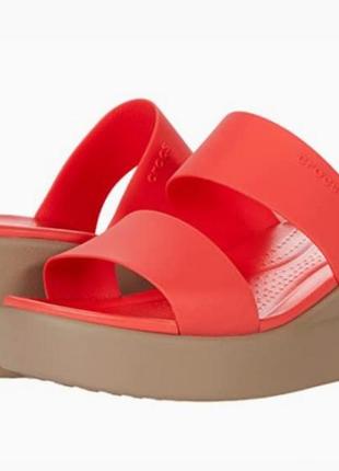 Босоножки шлепки на платформе crocs brooklyn mid wedge, оригинал3 фото