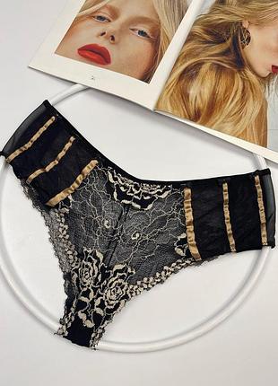 Мереживні трусики з атласними вставками