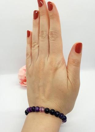 💜🐼 яскравий браслет натуральний камінь фіолетовий агат