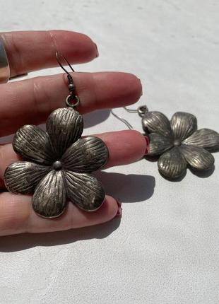 Сережки, сплав металів, квітка, туреччина