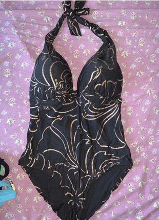 Чёрный купальник на большую грудь совместный купальник сдельный купальник