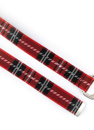Ремінь текстильний sox в шотландську клітку червоно-чорний2 фото