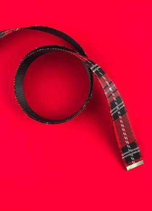 Ремінь текстильний sox в шотландську клітку червоно-чорний3 фото