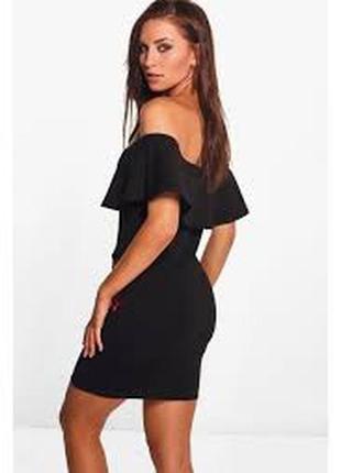 Сукня boohoo black off shoulder applique detail bodycon dress