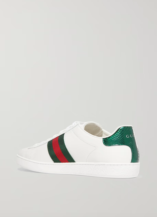 Жіночі кросівки, кеди gucci ace watersnake-trimmed embroidered leather sneakers, size 382 фото