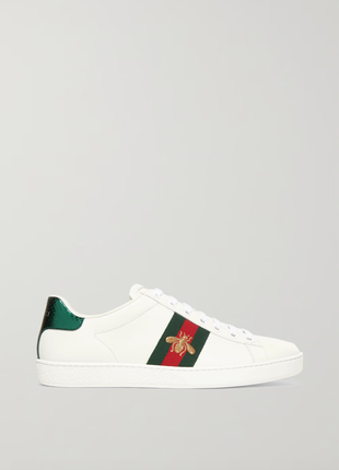 Жіночі кросівки, кеди gucci ace watersnake-trimmed embroidered leather sneakers, size 383 фото