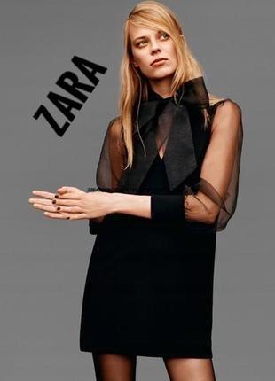 Zara чорна міні-сукня рукава з органзи