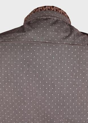 Brave soul бежевая мужская рубашка короткий рукав в горошек с оригинальным дизайном (100% хлопок)7 фото