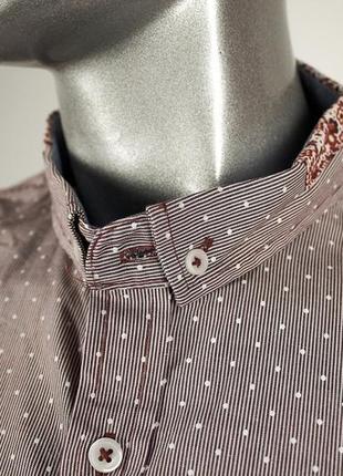Brave soul бежевая мужская рубашка короткий рукав в горошек с оригинальным дизайном (100% хлопок)5 фото