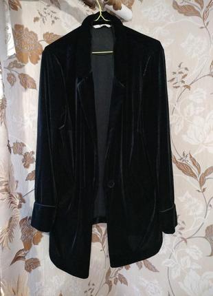 Ідеальний чорний бархатний жакет піджак1 фото