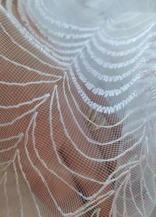 Біла тюль турецька на фатині штора гардина занавіска довга вишита5 фото