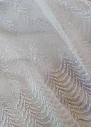 Біла тюль турецька на фатині штора гардина занавіска довга вишита3 фото
