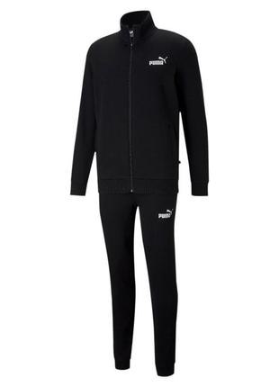 Костюм спортивный мужской puma clean men's tracksuit 585841 01 (черный, хлопок, теплый, флис, логотип пума)