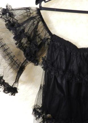 Красивая нежная прозрачная блуза топ евро фатин сетка с рюшами воланами фото на теле нет, длинна от2 фото