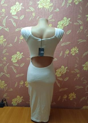 Asos трикотажное платье белое с открытой спиной 34 р