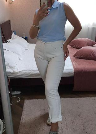 Базовые белые мом джинсы скинни8 фото