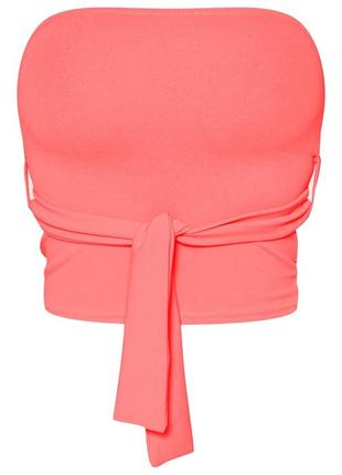 Неоновий рожевий топ бандо з паском prettylittlething неоновый розовый топ майка блуза под пояс яркий