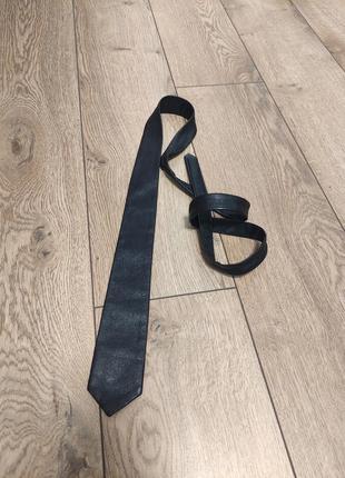 Галстук краватка чорна шкіряна кожаная черная2 фото