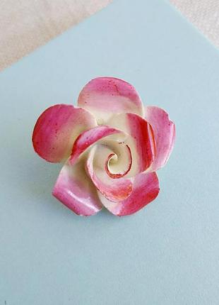 Винтажная керамическая брошь роза2 фото