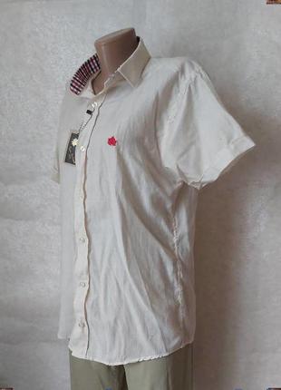 Нова з біркою бавовняна літня легка чоловіча сорочка в кольорі беж, розмір л-ка4 фото