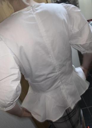 Біла сорочка біла блуза з коротким рукавом сорочка бавовняна6 фото
