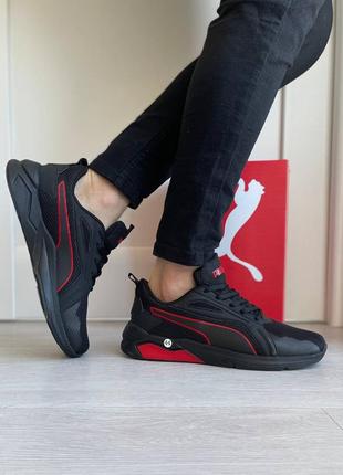 Чоловічі літні чорні з червоним текстильні кросівки puma🆕 кросівки пума7 фото