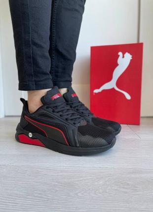 Чоловічі літні чорні з червоним текстильні кросівки puma🆕 кросівки пума