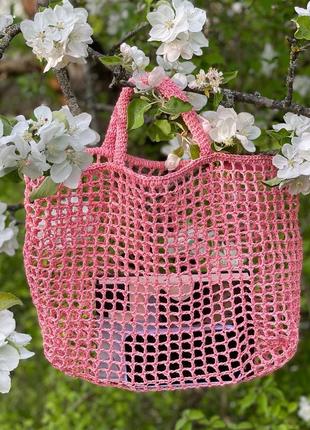 Сумка солом’яна сумочка з рафії рафия плетена соломенная шопер летняя літня1 фото