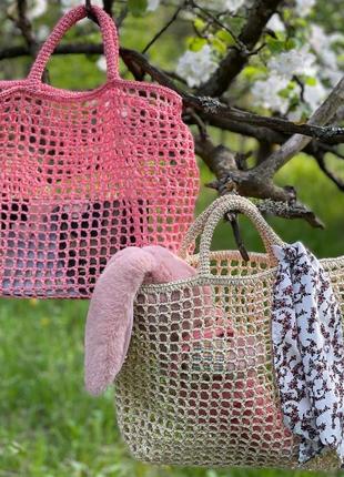 Сумка солом’яна сумочка з рафії рафия плетена соломенная шопер летняя літня5 фото