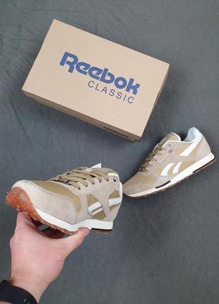 Кроссовки мужские reebok classic светло коричневые. обувь мужская койот рибок классик весна лето3 фото