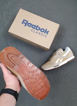 Кроссовки мужские reebok classic светло коричневые. обувь мужская койот рибок классик весна лето5 фото