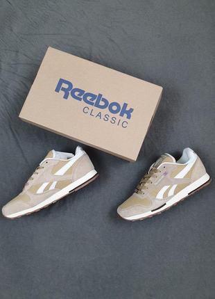 Кроссовки мужские reebok classic светло коричневые. обувь мужская койот рибок классик весна лето7 фото