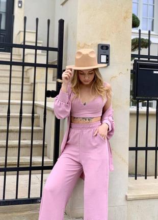 Трієчка штани+кроптоп+сорочка