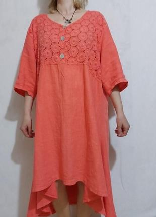 Льняное(100%-лен) платье бохо стиль италия2 фото