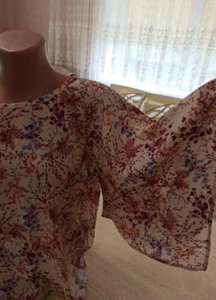 Розовая бежевая блуза блузка в цветочный принт размер xs s m 36 384 фото
