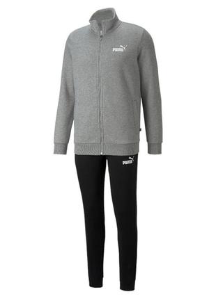 Костюм спортивный мужской puma clean men's tracksuit 585841 03 (серый, хлопок, теплый, флис, логотип пума)