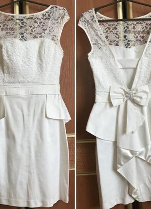 Белое платье с открытой спиной, на свадьбу, выпускной1 фото