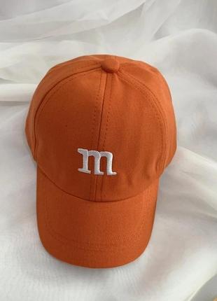 Детская кепка бейсболка m&m's (эмемдемс) с гнутым козырьком оранжевая2 фото