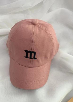 Дитяча кепка бейсболка m&m's (эмемдемс) з гнутим козирком рожева3 фото