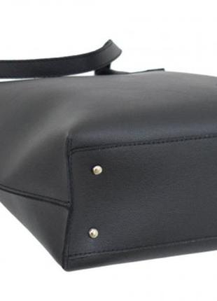 Стильна чорна сумка-шопер, жіноча челика сумка на плече, женская вместительная сумка из кожзама7 фото