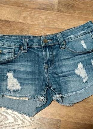 Шорти джинсові короткі  потерті шорты джинсовые короткие потертые