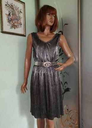 Срібляста сукня гофре flame