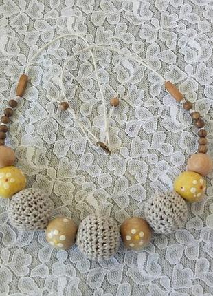 Бусы “этно” из домопряденой нити