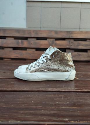 Высокие кеды l'idea by lori сникерсы хайтопы перфорированная натуральная кожа high top sneaker золото3 фото