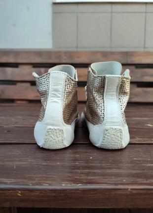 Высокие кеды l'idea by lori сникерсы хайтопы перфорированная натуральная кожа high top sneaker золото6 фото