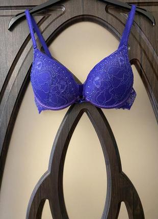 Шикарный, темно синий 💙 ажурный бюстгальтер