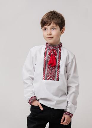 Вишиванка для хлопчика на сорочковій тканині вышиванка для мальчика8 фото