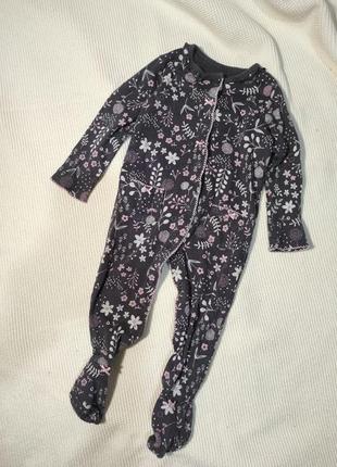 Человечек сл1п комбез з карманчиками сливового кольору в квіти