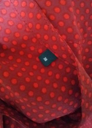 Бордовая шелковая блуза в мелкий горошек классика8 фото